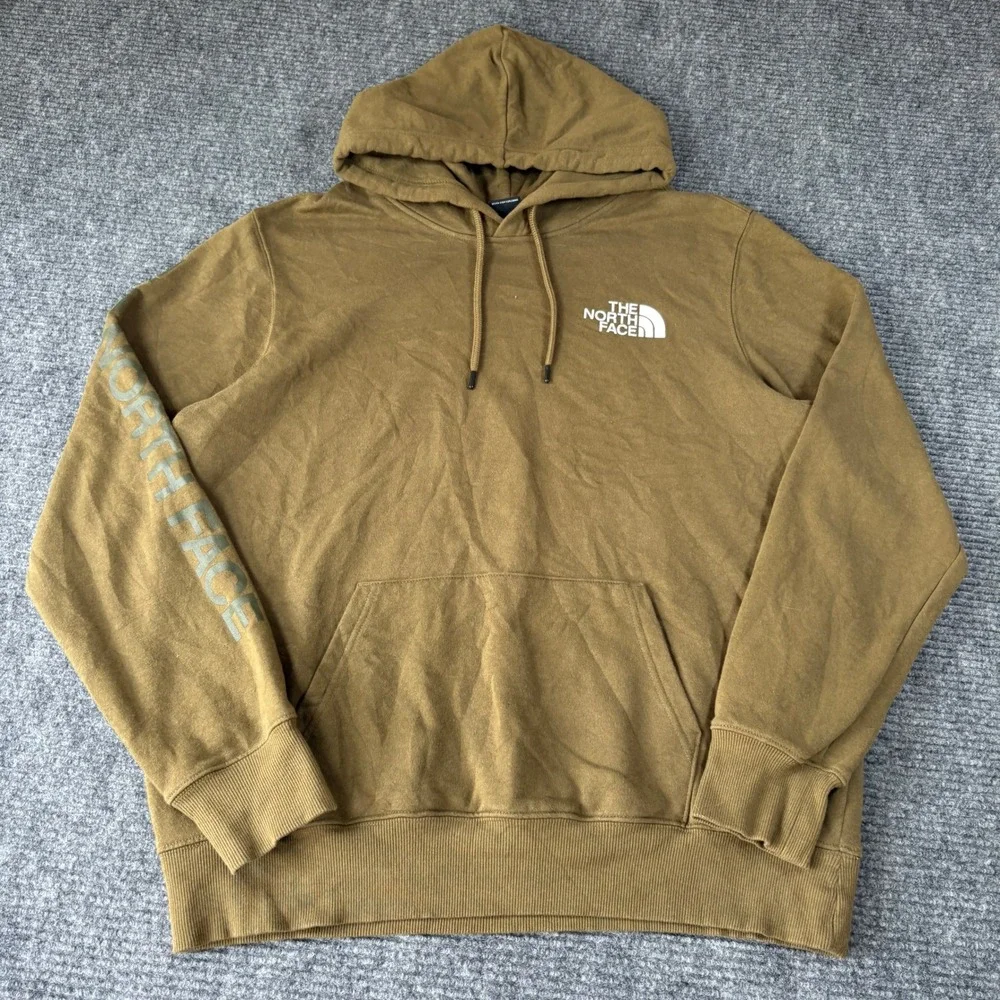 The North Face Mens Graphic Sleeve Pullover Hoodie Brown Large NF0A3X9I